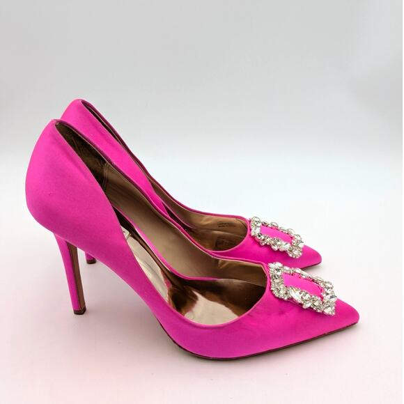 Badgley Mischka Cher Crystal Embellished Heel Pump Women's Pink Size US10 EU41 - Picture 3 of 12